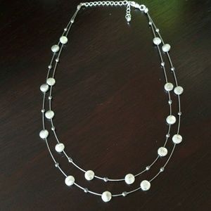 Silver two strand station necklace